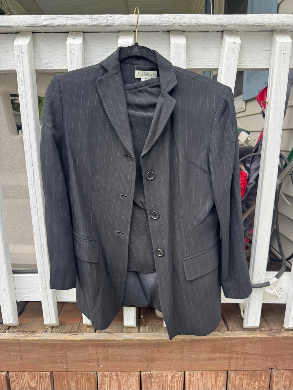 Ann Taylor Men's Charcoal Pinstripe Suit Jacket and Vest